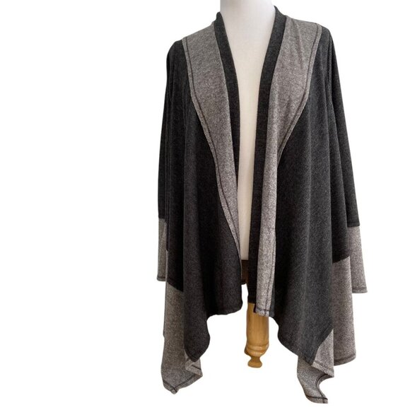 Ivy Womens Medium Colorblock duster wrap Cardigan dark grey silver Shawl medium - Picture 1 of 15